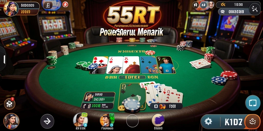 Screenshot utama 55RT menampilkan gameplay poker yang menegangkan.
