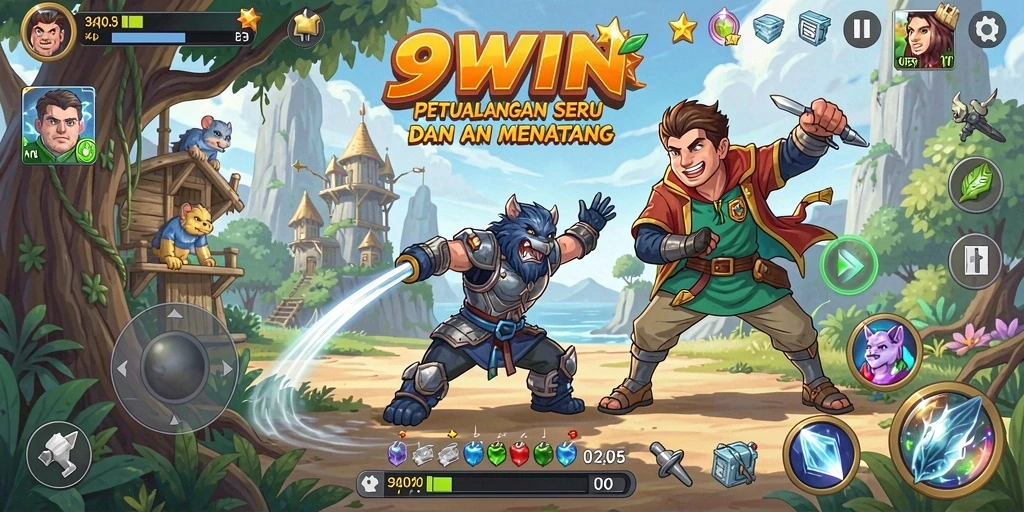 Screenshot menampilkan aksi seru dalam gameplay Adventure 9WIN.