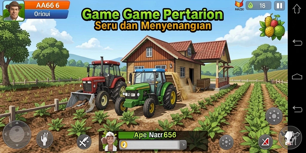 Screenshot gameplay AA666 menampilkan kebun virtual yang indah dan subur.
