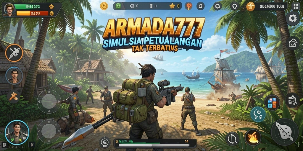 Tampilan gameplay <strong>ARMADA777</strong> dengan petualangan sim yang mendebarkan.