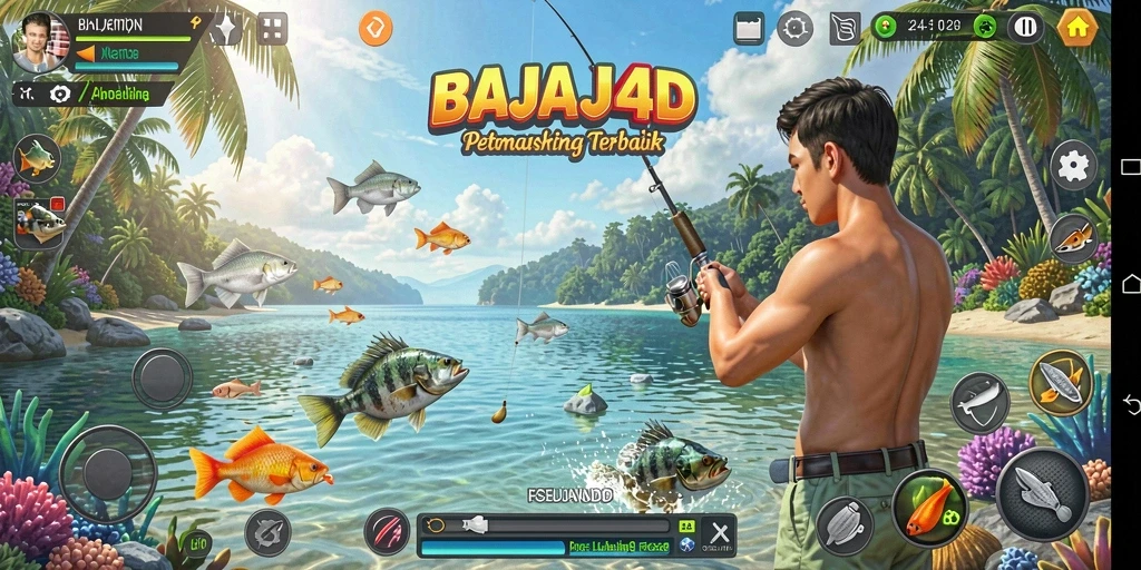 Screenshot gameplay BAJAJ4D dengan suasana memancing yang seru.