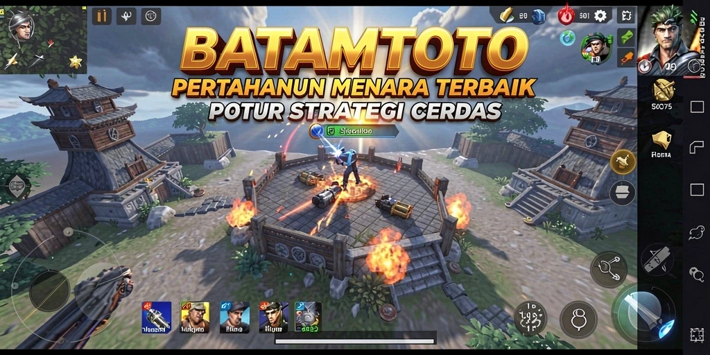 Tampilan menara dan musuh dalam permainan Tower Defense yang menarik.