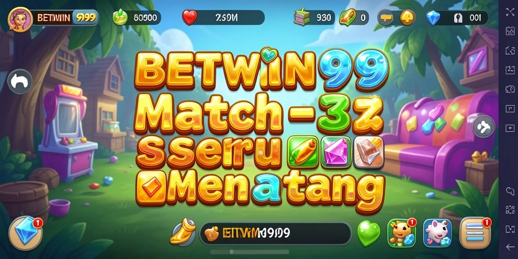 Tampilan seru dari gameplay BETWIN999 dengan kombinasi permata warna-warni.