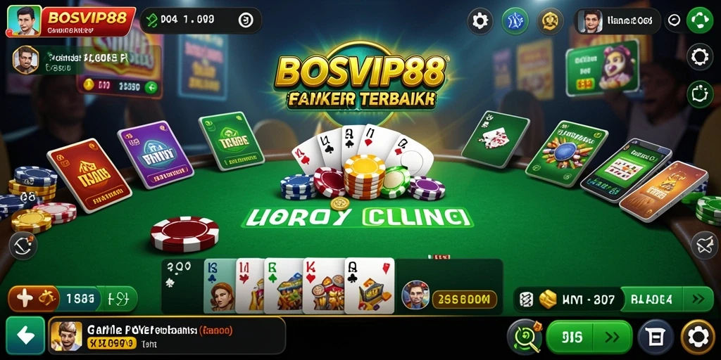 Tampilan menarik dari gameplay Poker di BOSVIP88.
