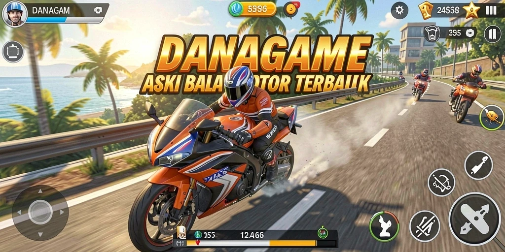 Screenshot menampilkan balapan motor yang seru dan realistis.