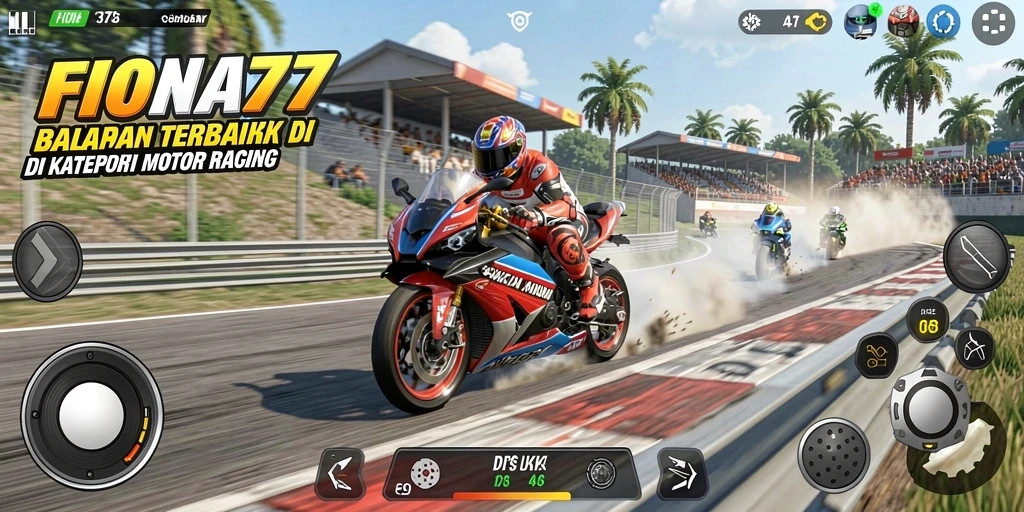 Gameplay mendebarkan dengan lintasan balapan motor yang menantang.