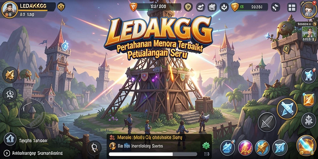 Screenshot yang menampilkan aksi intens permainan Tower Defense LEDAKGG.