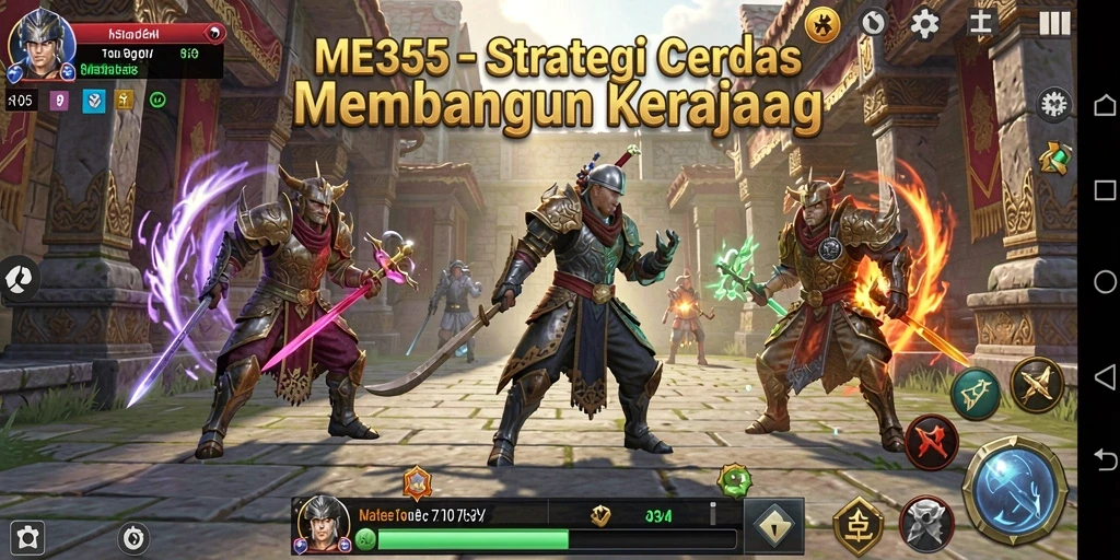 Tampilan gameplay ME355 menampilkan pertempuran seru dan pembangunan strategis.