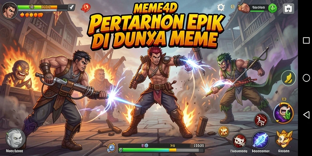 Gameplay menarik di MEME4D dengan aksi pertarungan karakter meme.