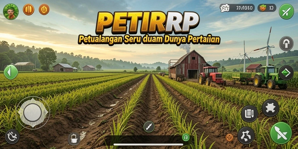 Tampilan menarik dari gameplay PETIRRP yang menggambarkan aktivitas bertani.