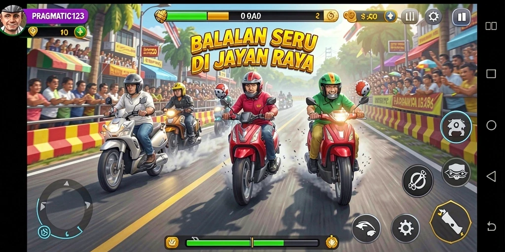 Tampilan gameplay <strong>PRAGMATIC123</strong> yang menunjukkan balapan mendebarkan di jalur yang menantang.