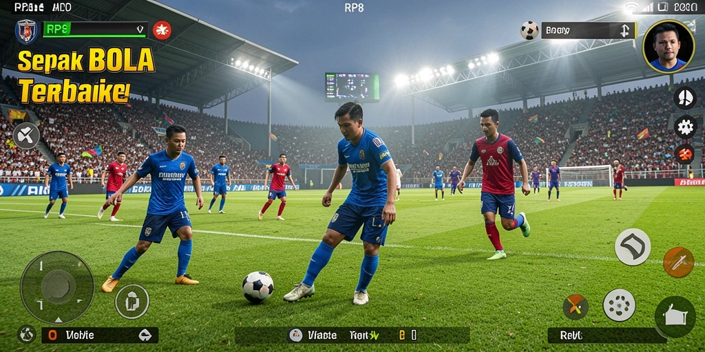 Tampilan gameplay seru dengan aksi sepak bola yang mendebarkan.